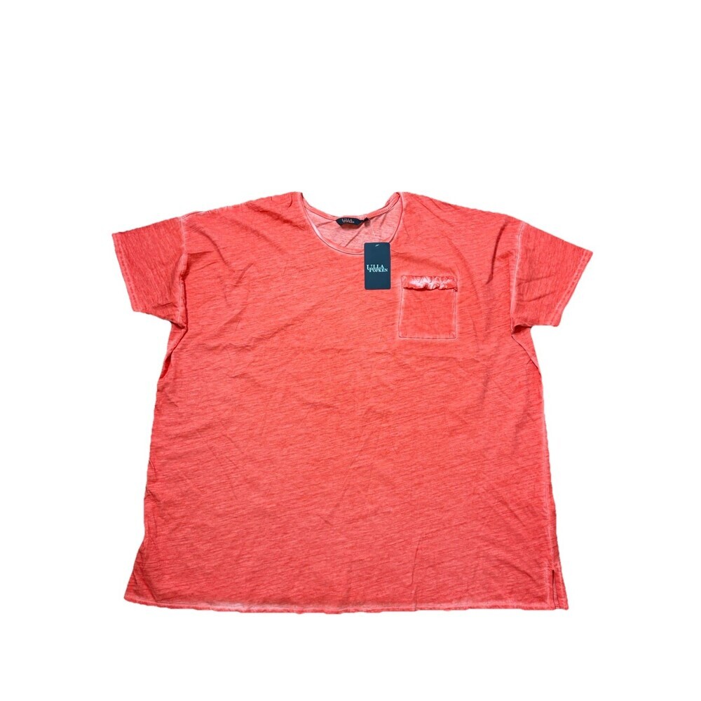 Ulla Popken Round Neck Orange Dolman Sleeve Cotton Top Plus Sz 28/30W